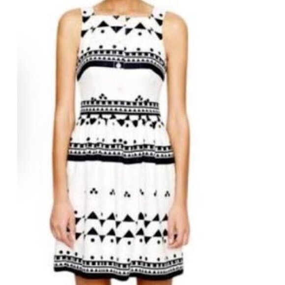 J CREW Dresses & Skirts - J CREW WOMENS WHITE BLUE LINNEN SLEEVELESS SIZE 6 MIDI DRESS POCKETS